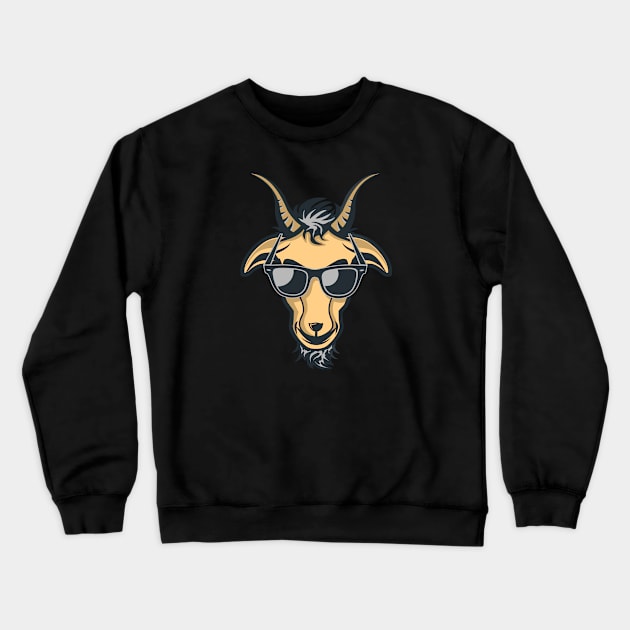 Goat with Glasses - Grey Drawing Illustrattion Crewneck Sweatshirt by michony